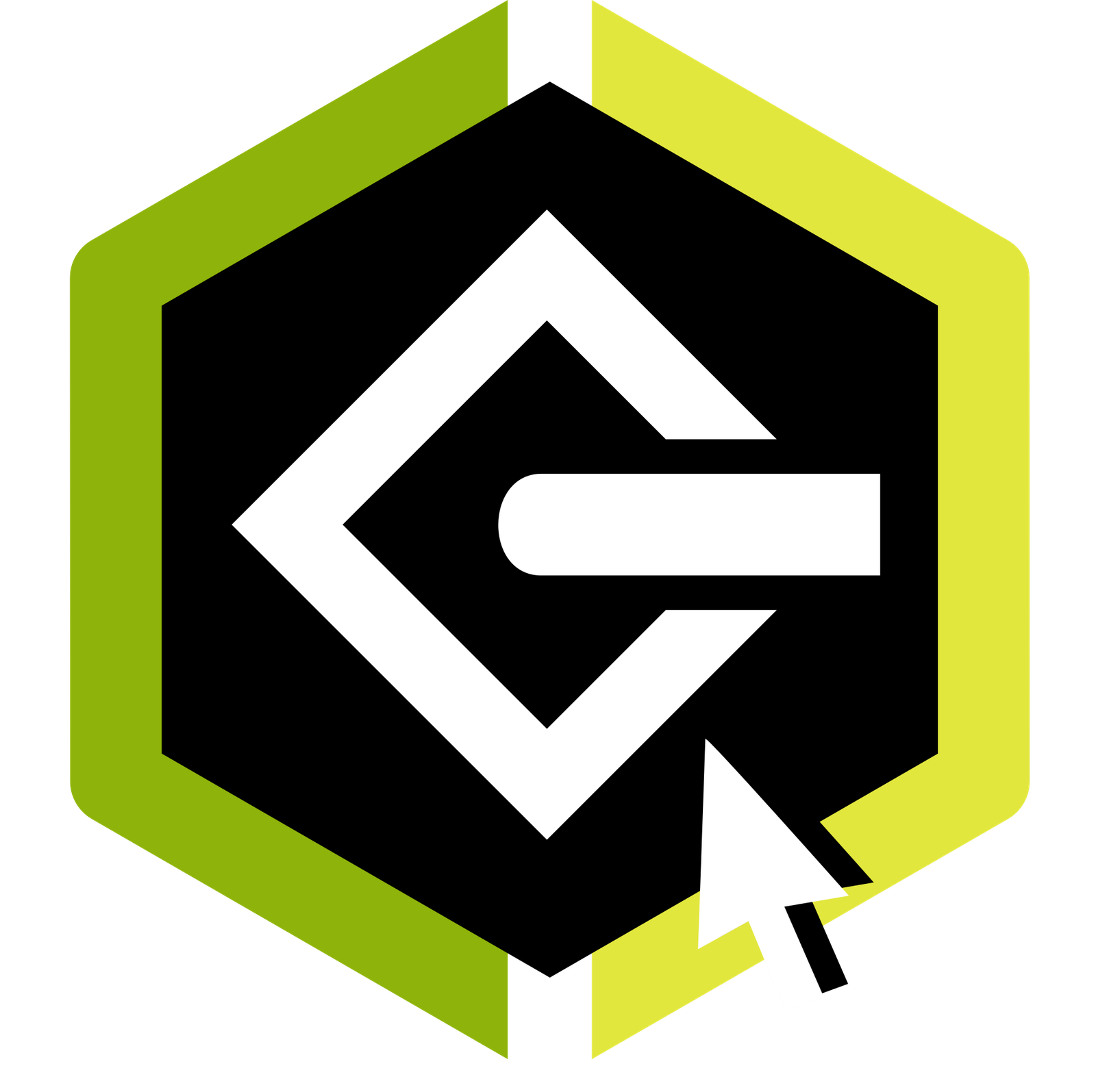 logotipo de GC Security Solutions, un hexágono dividido en dos tonos de verde, con una G estilizada en blanco en el centro y un cursor blanco en la esquina inferior derecha.