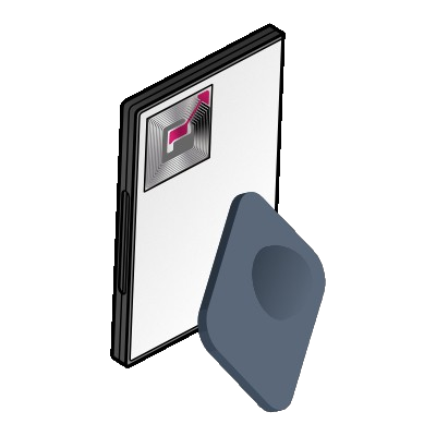 Ilustración de etiquetas RFID y EAS, utilizadas para proteger mercancías en comercios.